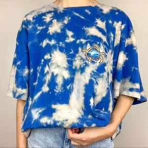 North Shore Surfing Bleached Tie-Dyed Blue T-Shirt
